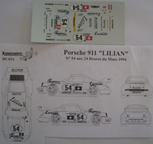 PORSCHE 911 LILIAN n° 54 LE MANS 1994 DECAL 1/43e RENAISSANCE