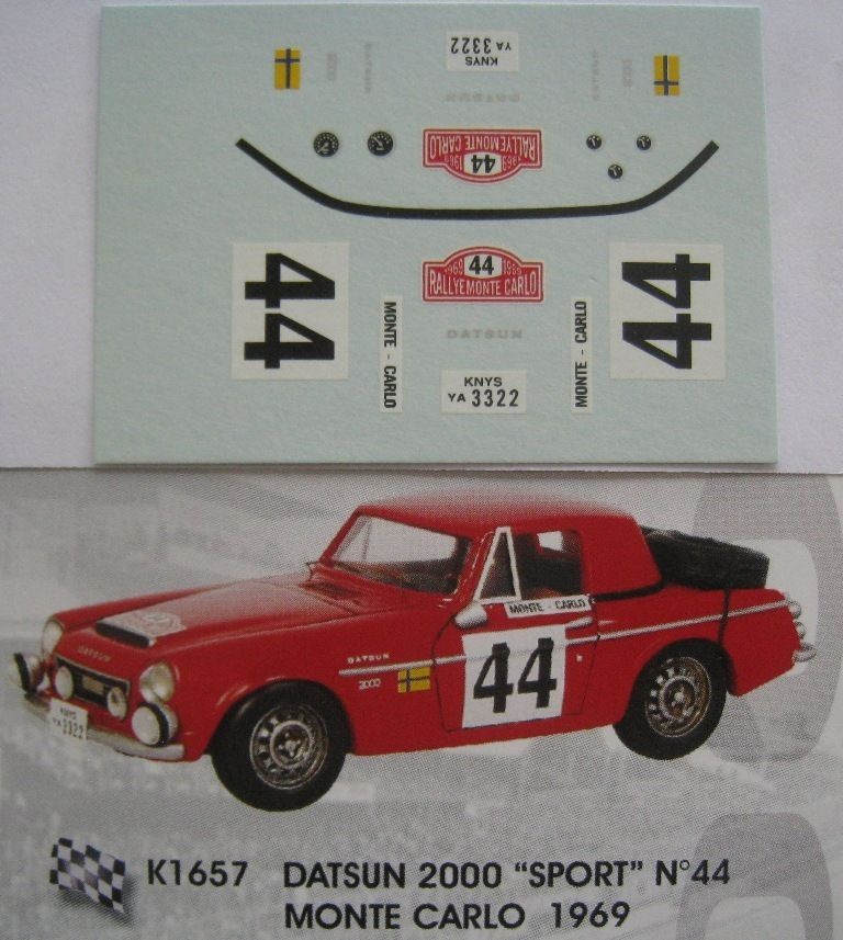 #44 Rally de Monte Carlo 1969 1/43 decal Datsun 2000 sport 