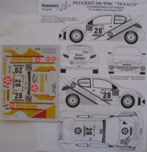PEUGEOT 206 WRC n° 28 RALLYE DU PORTUGAL 2001 DECAL 1/24e RENAISSANCE
