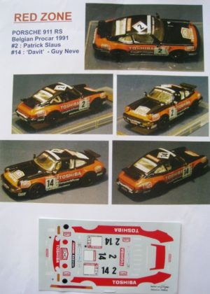 PORSCHE 911 RS n° 2 / 14 BELGIAN PROCAR 1991 DECAL1/43e FMM