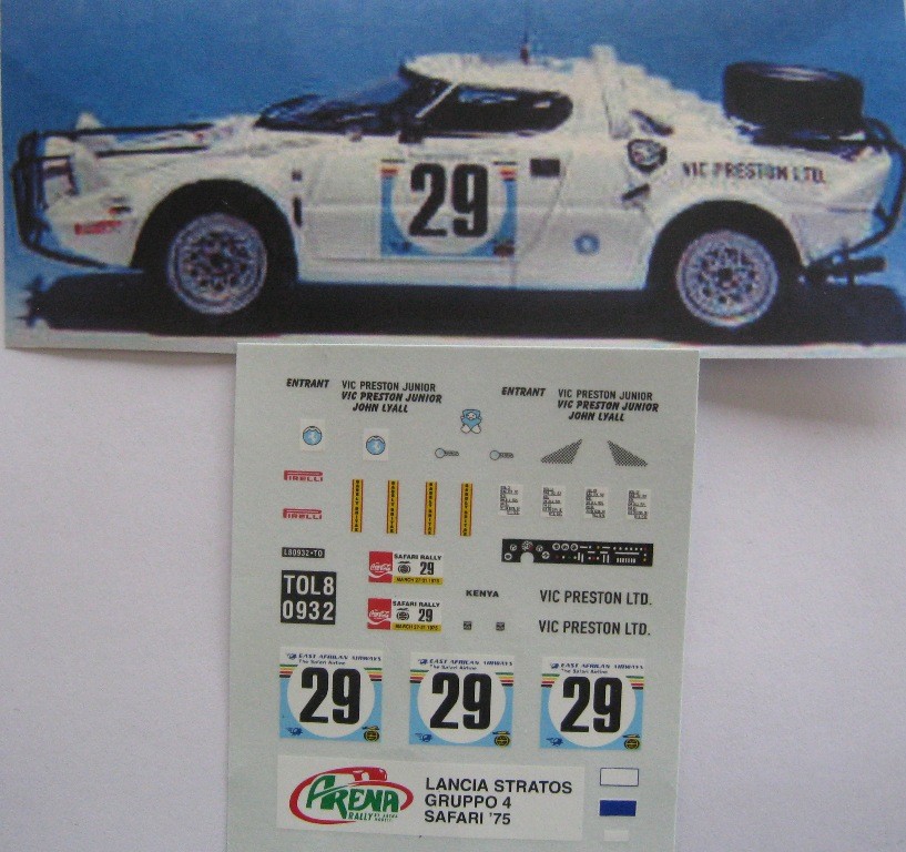 LANCIA STRATOS n° 29 SAFARI 1975 PRESTON DECAL 1/43e ARENA