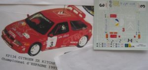 CITROEN ZX KIT CAR n° 3 RALLYE EL CORTE INGLES 1997 DECAL 1/43e JPS