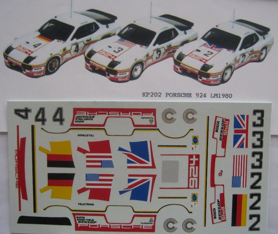 PORSCHE 924 CT n° 2 / 3 / 4 LE MANS 1980 DECAL 1/43e JPS