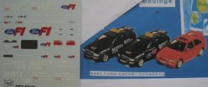 FORD RS COSWORTH PACE CAR F1 1992 DECAL 1/43e PROV.MOULAGE