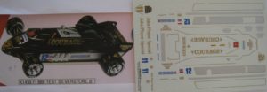 COURAGE F 88 B n° 11 / 12 F1 1981 DECAL 1/43e PROV.MOULAGE