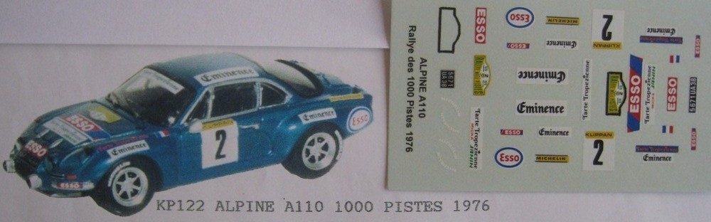 ALPINE RENAULT A110 n° 177 COURSE DE COTE 1977 DECAL 1/43e JPS
