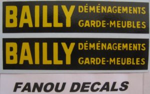 DECAL DINKY TOYS BAILLY DEMENAGEMENTS, GARDE MEUBLES