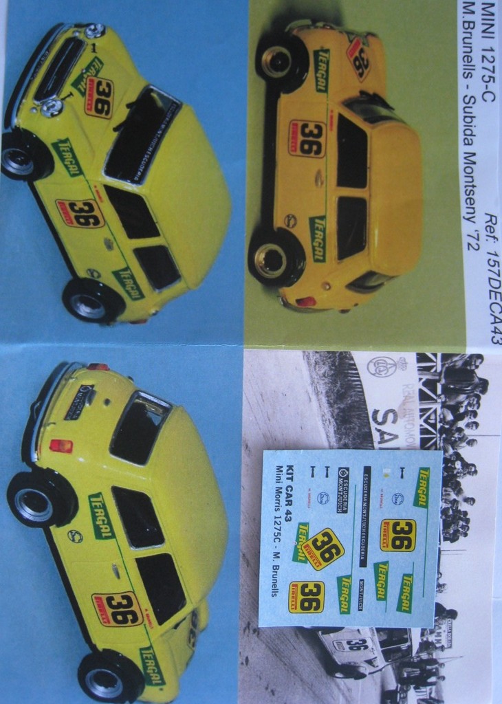 Autocollants Mini Cooper Subida Montseny 1972 - Plusieurs Tailles : 1:32, 1:43, 1:24, 1:18 - Stickers Le Mans