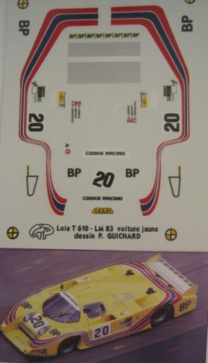 LOLA T610 FORD n° 20 COOKE RACING LE MANS 1983 DECAL 1/43e