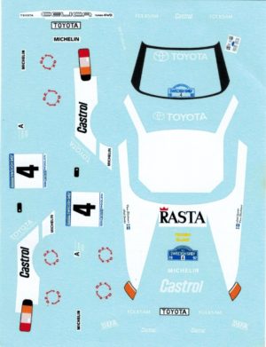 TOYOTA CELICA GT4 n° 4 RASTA RALLYE DE SUEDE 1992 DECAL 1/43e