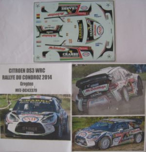 CITROEN DS3 WRC n° 15 RALLYE DU CONDROZ 2014 GROOTEN DECAL 1/43e