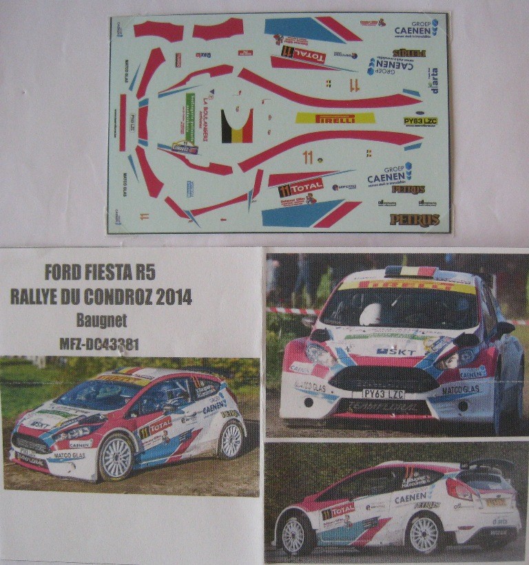 Décalcomanies 1/43 Ford Fiesta R5 Thomas Chauffray Rallye De Pont-l'Évêque 2018