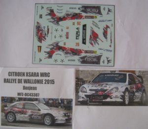 CITROEN XSARA WRC n° 26 RALLYE DE WALLONIE 2015 BONJEAN DECAL 1/43e