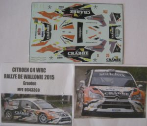 CITROEN C4 WRC n° 25 RALLYE DE WALLONIE 2015 GROOTEN DECAL 1/43e