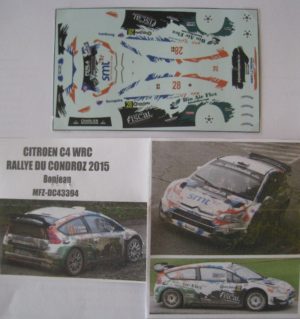 CITROEN C4 WRC n° 28 RALLYE DU CONDROZ 2015 BONJEAN DECAL 1/43e