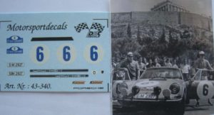 PORSCHE 911 S n° 6 RALLYE ACROPOLE 1969 DECAL 1/43e