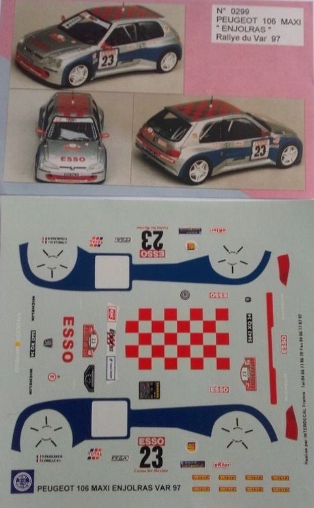 Kit Miniracing Peugeot 106 Maxi - Priscille De Belloy - Tour De Corse 1997 - 1/43