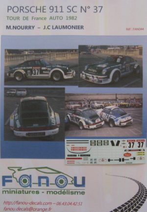 PORSCHE 911 SC n° 37 TOUR DE FRANCE AUTO 1982 NOURRY DECAL 1/43e