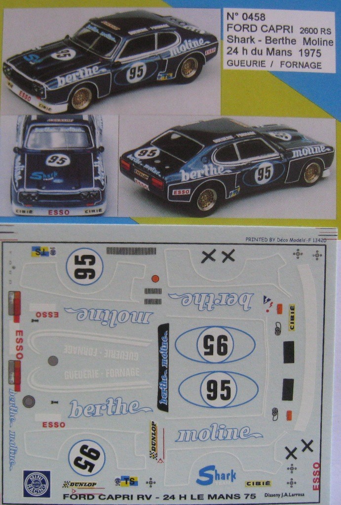 Ford Capri RS Shark Team Le Mans 1974 - Maßstab 1:43 1970-1974 24H LE Ford Capri RS Shark Team Le Mans 1974 - Maßstab 1:43 1970-1974 24H LE