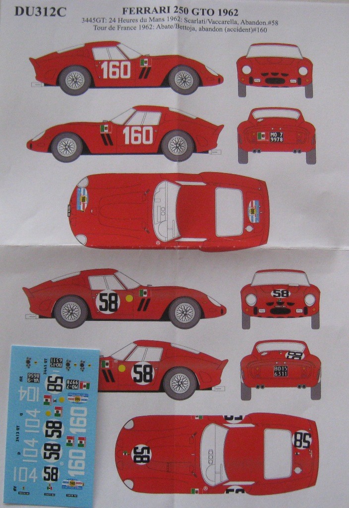 Lee 1962 LE MANS #17 FERRARI 250 GTO GROSSMAN/ROBERTS 1:43 DECALS 