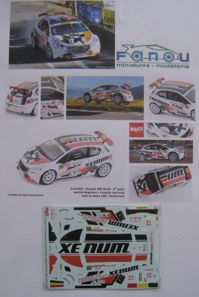 Décalcomanies (decals) 1/24 Peugeot 208 Rallye Du Var 2021 - Pilote Frontier Alexis - Réf 2419 - Neuf