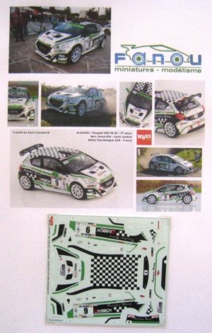 PEUGEOT 208 T16 n° 9 RALLYE CHARLEMAGNE 2018 AMOURETTE DECAL 1/43e