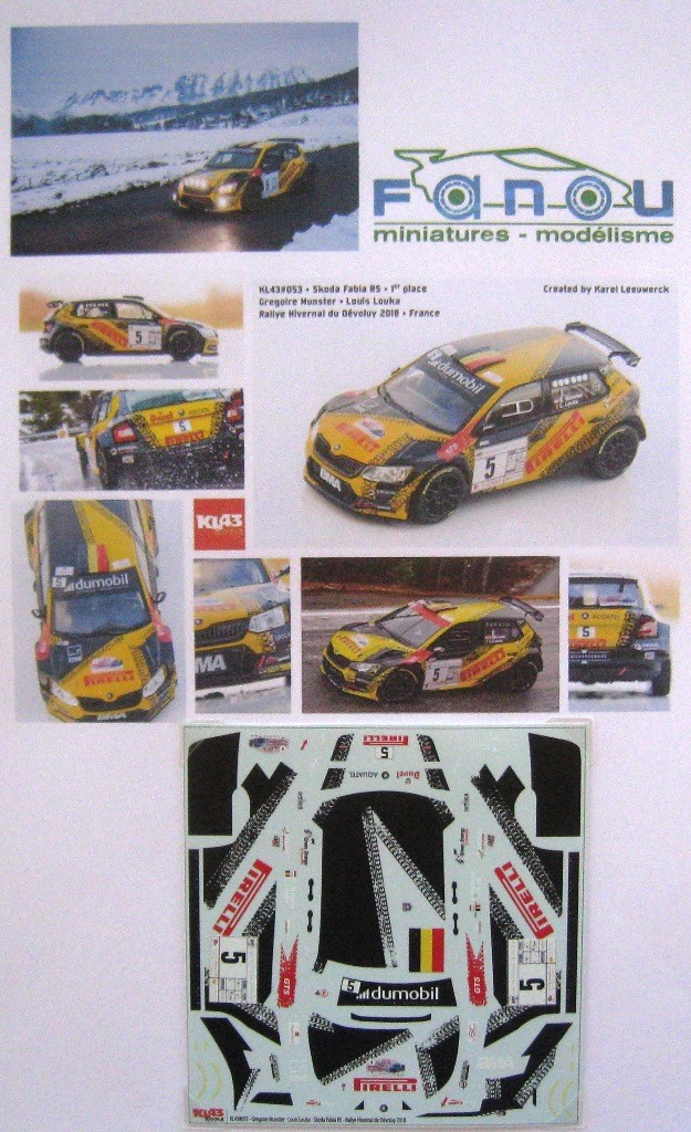 Planche De Décalcomanies 1/43 Skoda Fabia Baffoun Rallye Monte-Carlo 2017 WRC