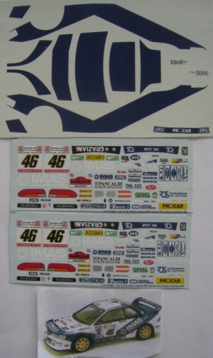 SUBARU IMPREZA WRC n° 46 MEMORIAL BETTEGA 2000 V.ROSSI DECAL 1/43e