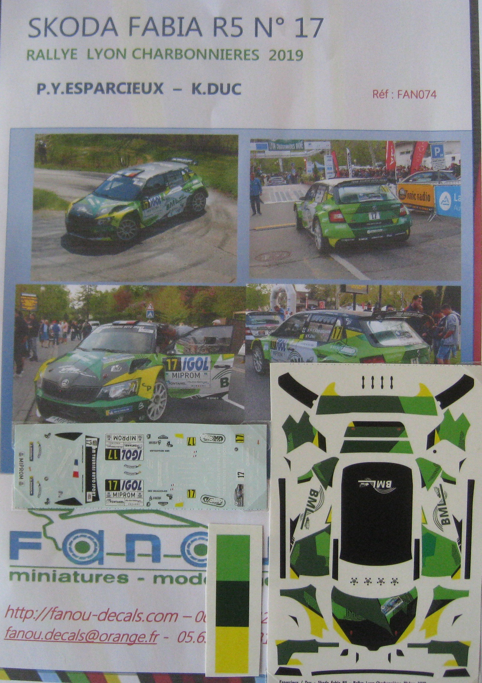 Décalcomanies 1/32 Skoda Fabia Vaison Rallye Lyon Charbonnières 2019 - Neuf