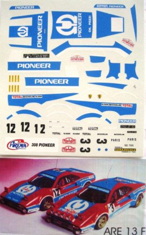 FERRARI 308 GTB.4 PIONEER RALLYE MONTE CARLO / TOUR AUTO 1982 ANDRUET DECAL 1/43e