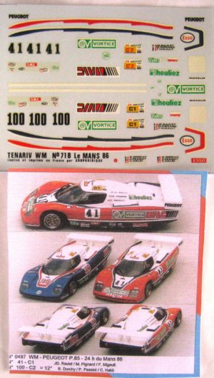 WM P85 n° 41 / 100 LE MANS 1986 DECAL 1/43e