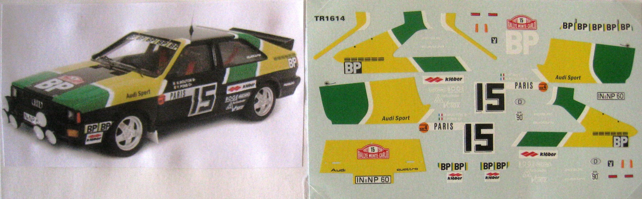 AUDI QUATTRO n° 15 RALLYE MONTE CARLO 1981 MOUTON DECAL 1/43e