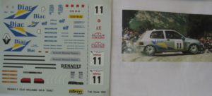 RENAULT CLIO WILLIAMS n° 11 TOUR DE CORSE 1994 RAGNOTTI DECAL 1/43e
