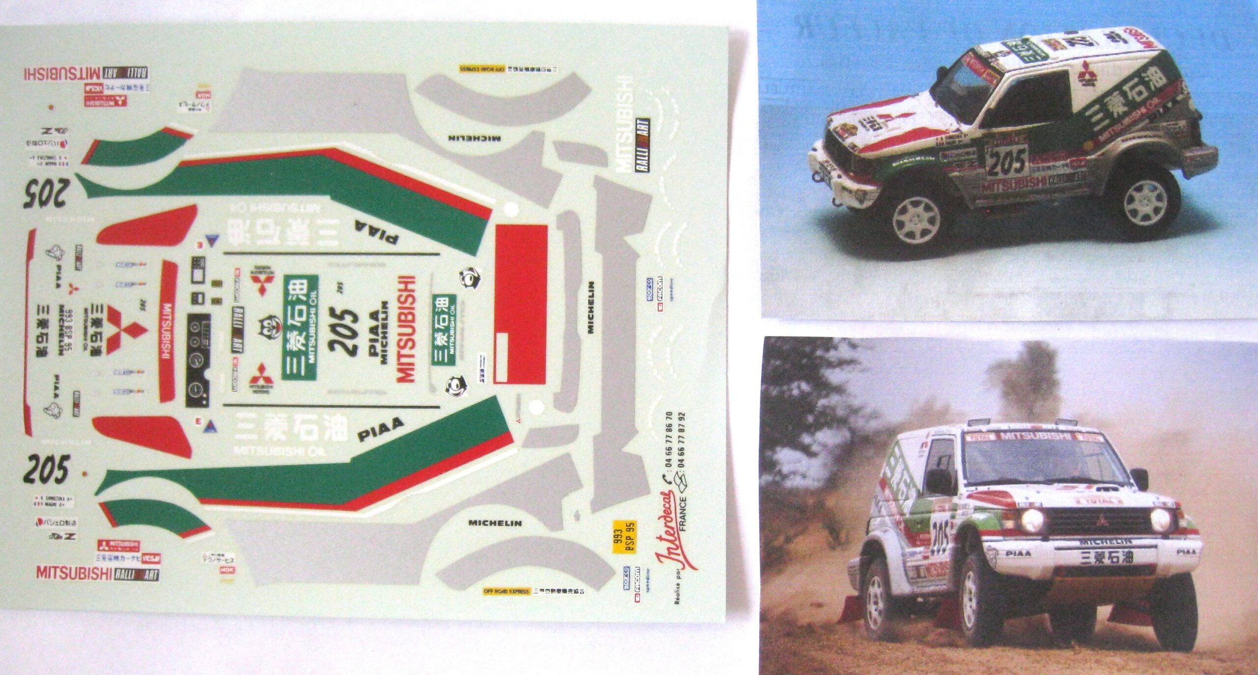 MITSUBISHI PAJERO n° 205 DAKAR 1997 SHINOZUKA DECAL 1/43e